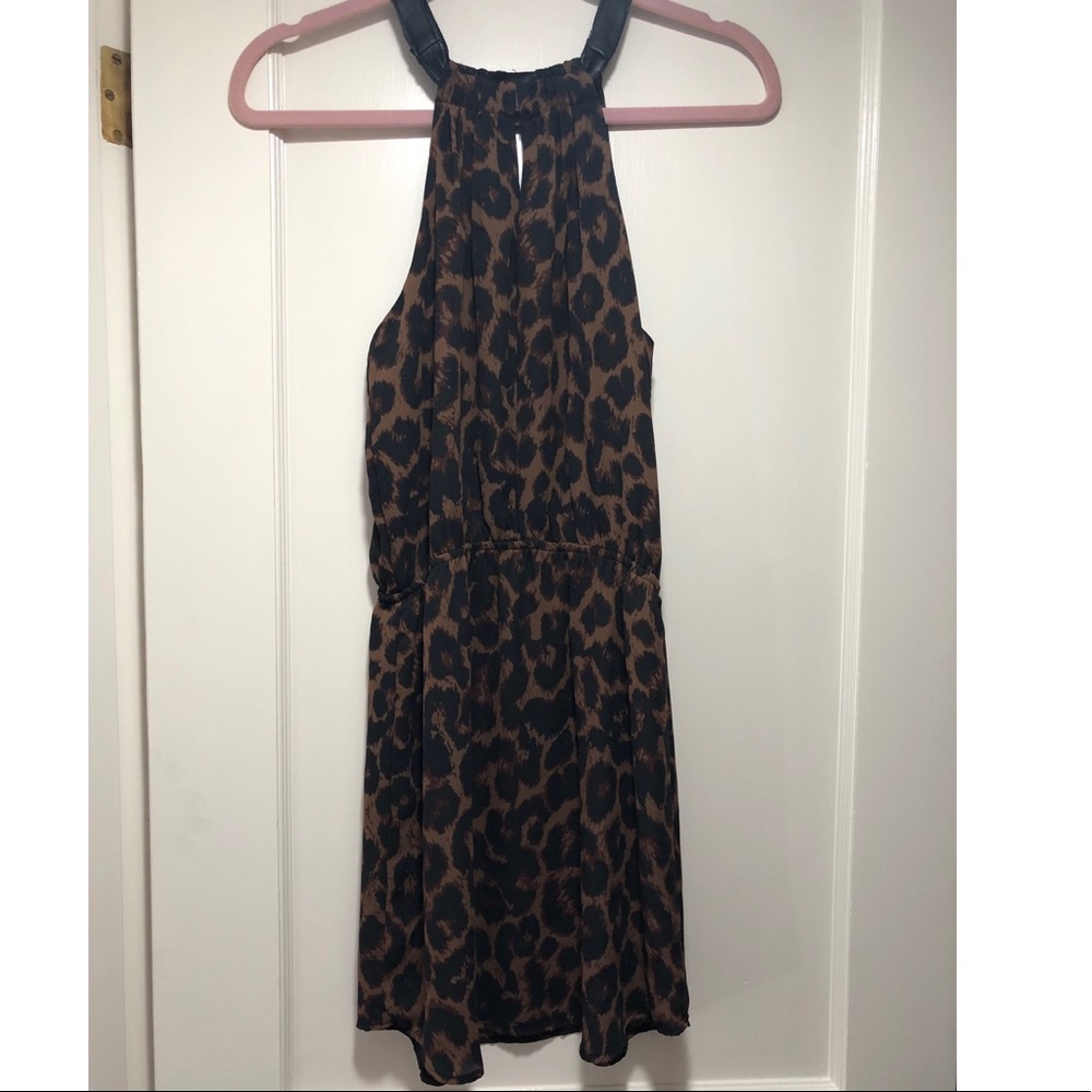 NWT Leopard Print Peephole Flowy Minidress